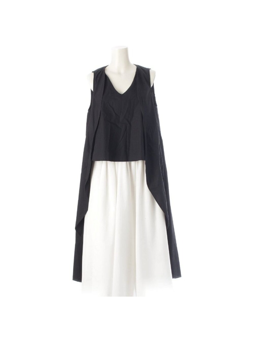 Hermes Cotton Layered Sleeveless Transformation Cloak Top Black 40